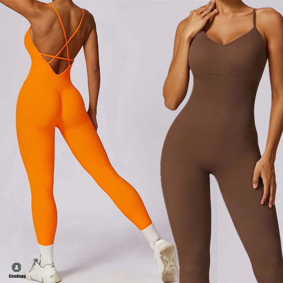 2025 Pad Scrunch Yoga Set Sladk bez problémov s jedným kusom kombinézy fitness cvičenie Rompers Sportswear telocvičňa tréningu legging bodySuits Ženy