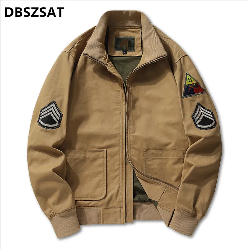 2025 Pánska jarná bunda Jeseň bavlnená pilotná kabátová armáda Mužský bombardér nákladné bundy Flight Winter Outwear Coats plus veľkosť 6xl