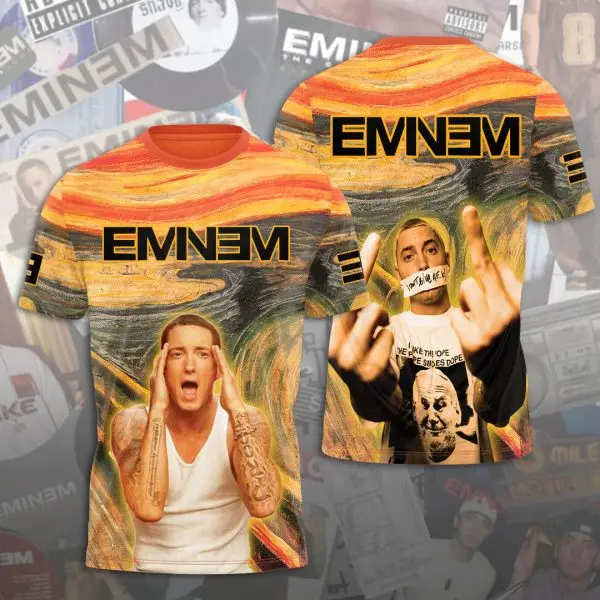 2025 Pánske tričko Populárny rapper Eminem 3D tlačené tričká Men Dámske hip-hop o-neck krátke rukávy TEE Top Street Man Clothing