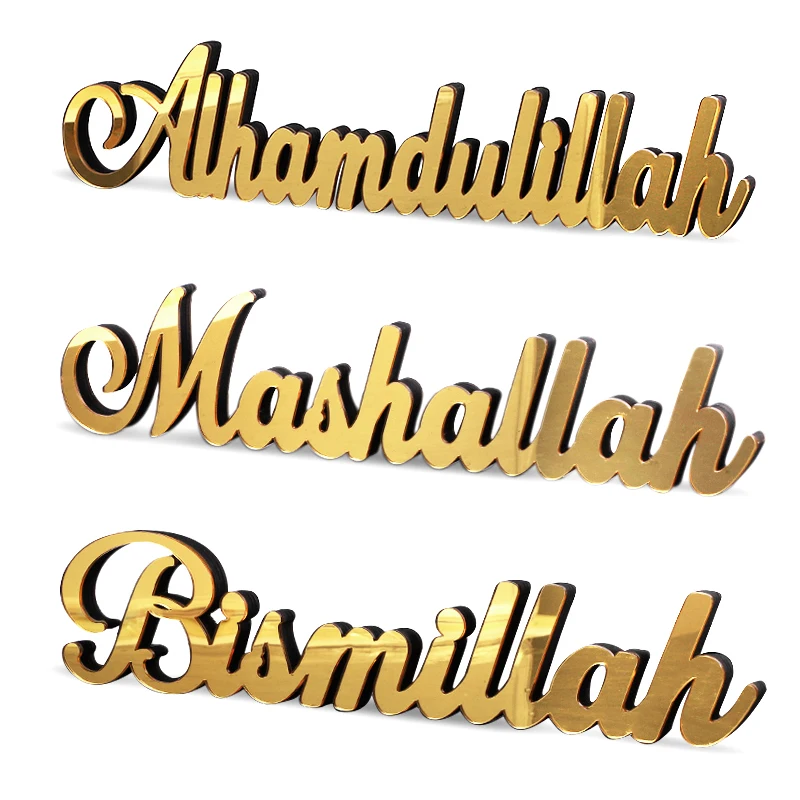 2025 Ramadan Gold Acryl Cable Ozdoby Drevené bismillah Eid Mubarak Domáca dekorácia