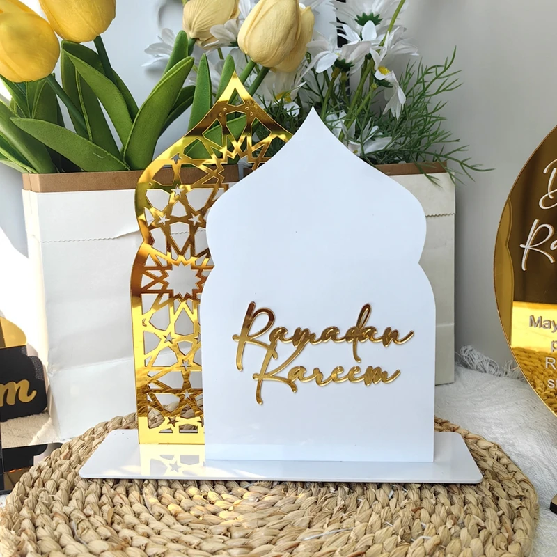 2025 Ramadan Kareem Decoration akrylové ozdoby Gold Moon Star Eid Mubarak Domáca stola dekorácia