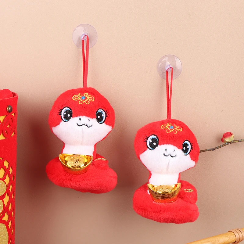 2025 Rok hadího plyšového hračky Keychain Zodiac Snake Soft Soft Doldant Pendant Car Key Ring Batoh Decor Darček Nový rok