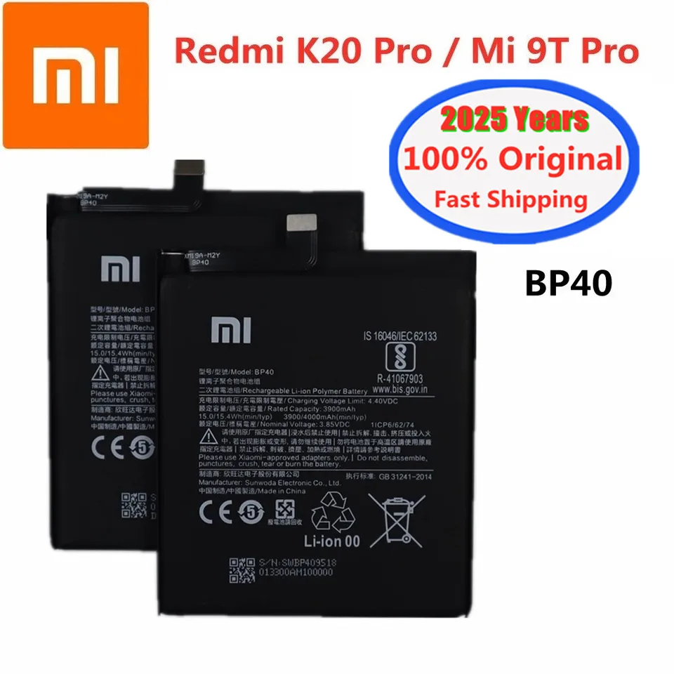 2025 rokov BP40 Originálna batéria pre Xiaomi Redmi K20 Pro / Mi9t Mi 9T Pro 4000 mAh Telefónne batérie bateria na sklade Fast Shipping