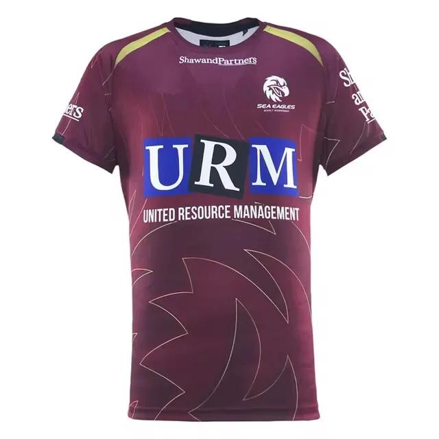 2025 Sea Eagles Mens Maroon Training Tee Rugby Jersey Veľkosť: S-XL-5XL