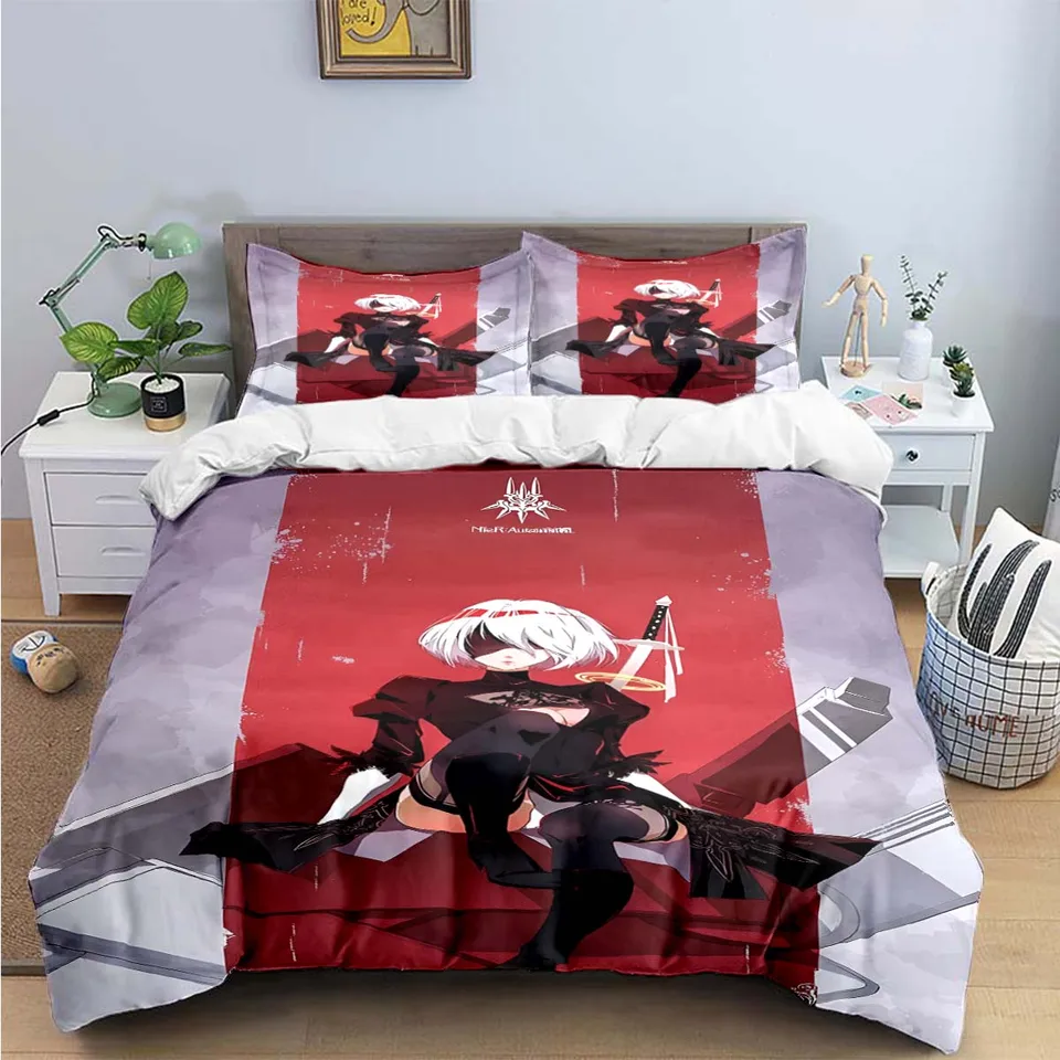 2025 Slávna filmová rola A-Automata Nier Print posteľná posteľná posteľná posteľ Set Set Duvet Cover Bed Bed Set Bedding Set Luxury Darček