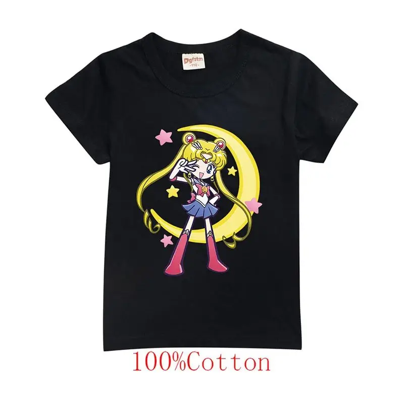 2025 Summer Sailor Moon Girls Cotton Tričko s krátkym rukávom