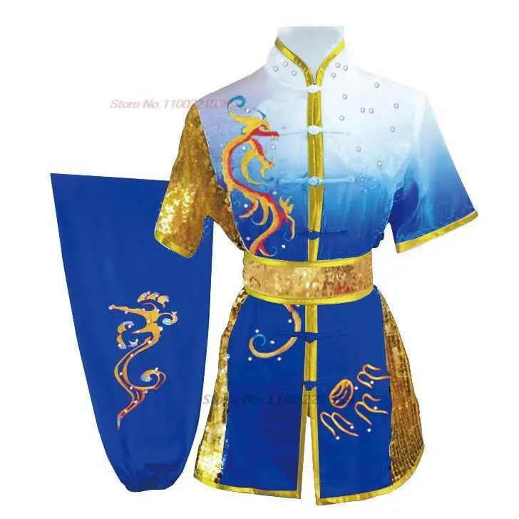 2025 Tradičné čínske wushu kung fu set flotin drak výšivky shaolin uniformný kungfu pódiový výkon
