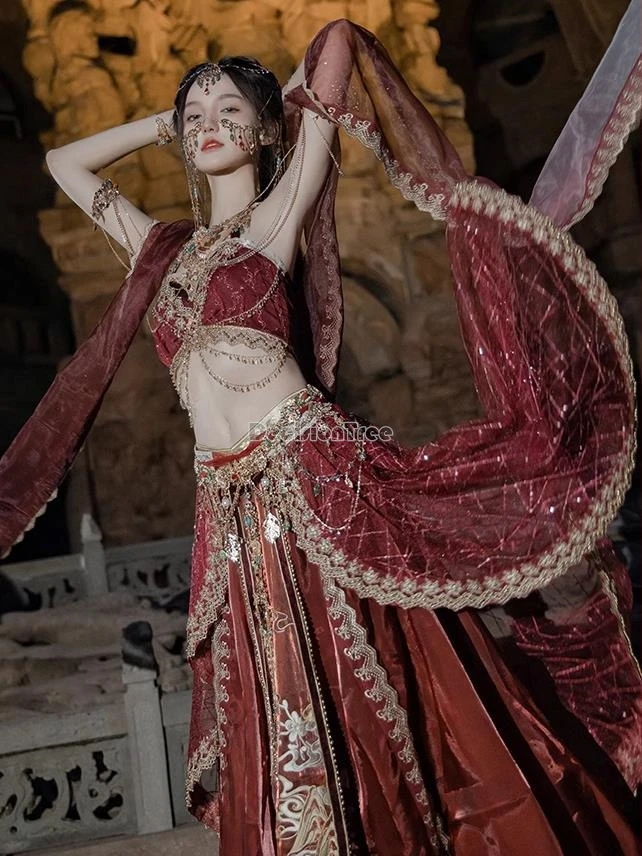 2025 Čínsky charakteristika Dunhuang Feitian Hanfu Exotická princezná ľudový tanec cestovná fotografia Hanfu oblečenie+príslušenstvo