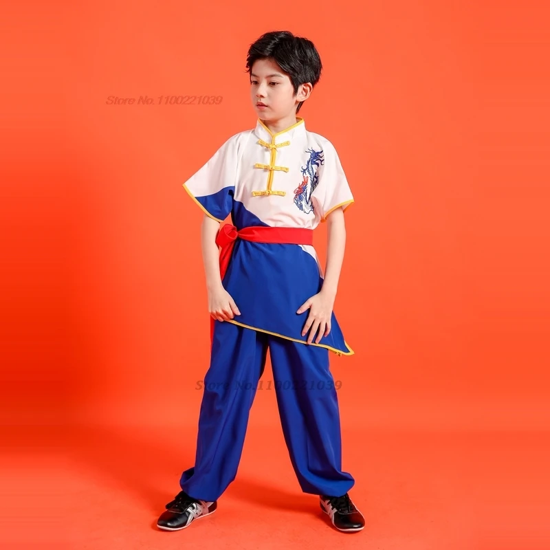 2025 Číňané deti Tradičné tai chi wushu kung fu bojové umenia set tréning Performance Dragon výšivka kung fu oblek
