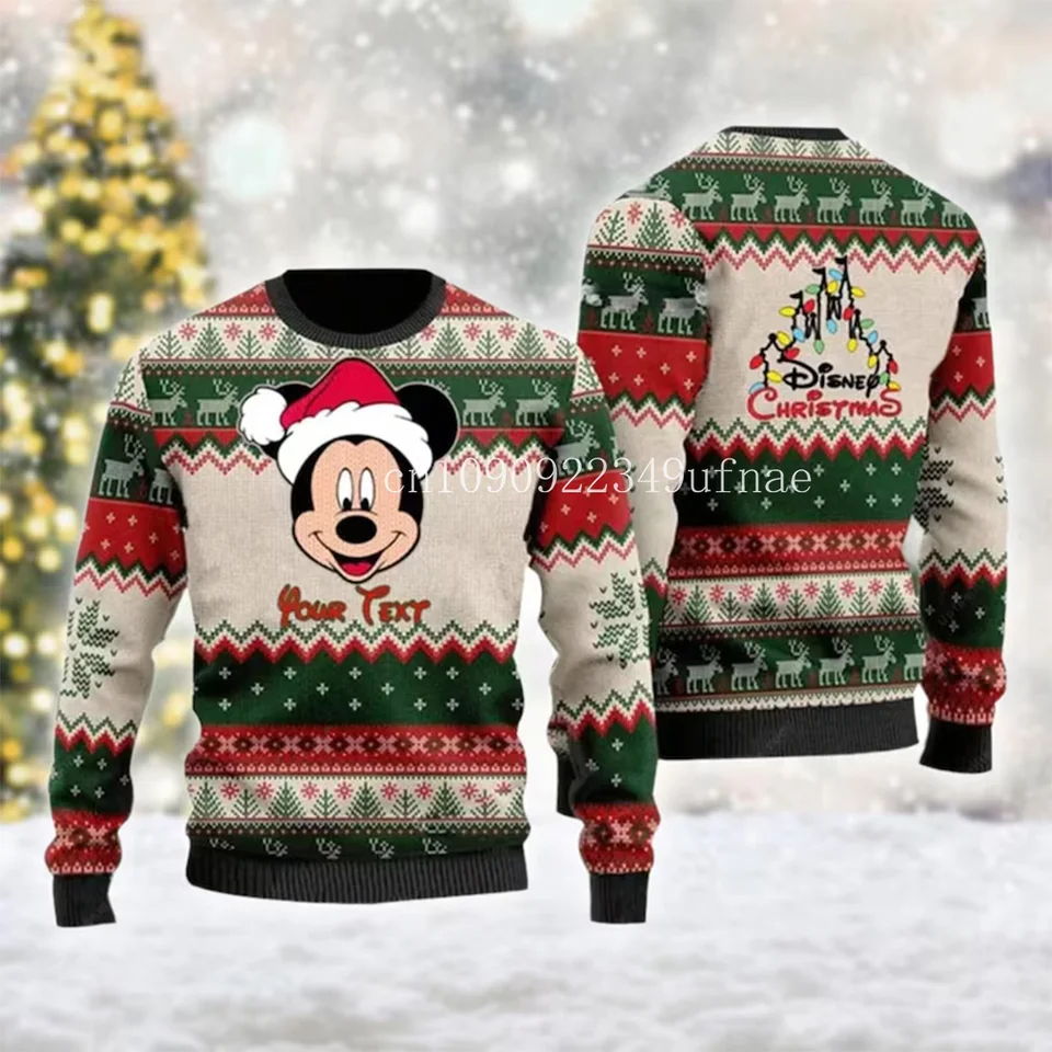 2025Disney Minnie Mouse vianočný sveter Pánske dámske 3D škaredý sveter Mickey Ugly Vianočný sveter anime vianočné darčeky sveter