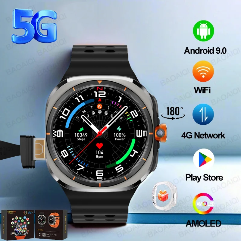 2025New 5G Network SIM Card Smart Watch 180 ° GPS GPS WiFi NFC Tiktok Google Map IP67 Android Men Women Smartwatch pre Samsung
