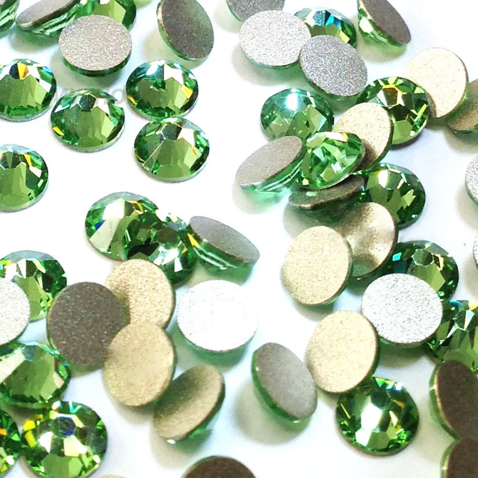 2058 5A Peridot Art Art Glitter Crystal Fashion DIY Non Hotfix sklenené kamene pre dekoráciu sukne