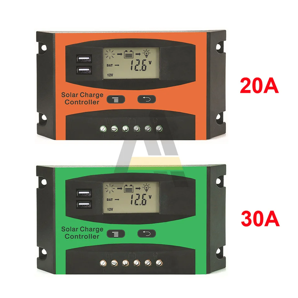 20A 30A Solárny nabitie Solárny panel Solárny panel regulátor batérie s portom USB 12/24V PWM Automatický panel
