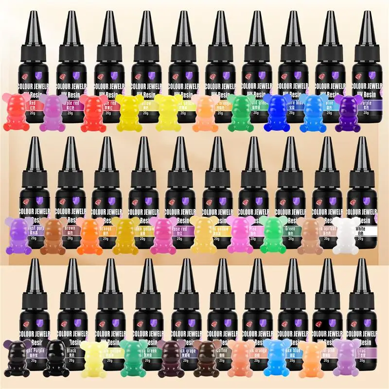 20G UV Epoxidová živice sfarbené lepidlo DIY ručne maľované guľôčky pigment ultrafialové vytvrdzovanie rýchle sušenie šperky výroba gélovej živicovej farby