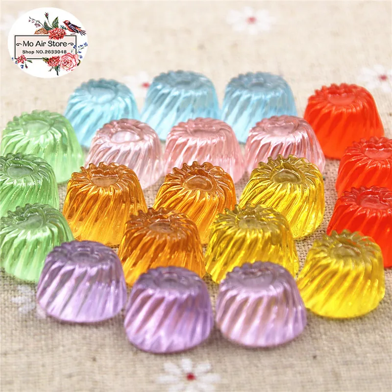 20ks 10x17mm viacfarebné okrúhle priehľadné cukrovinky Flatback Cabochon Miniatúrne jedlo dekorácie Charm