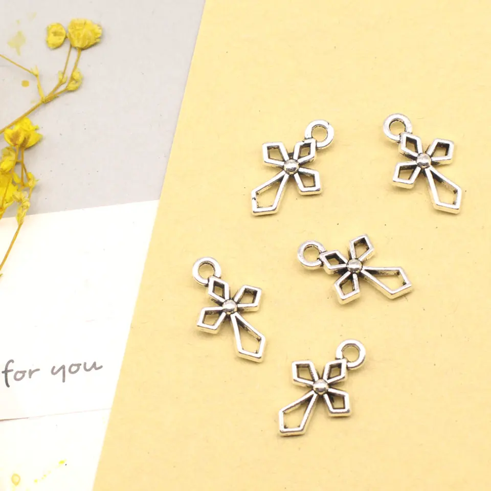 20ks 11x16mm križuje kúzla Vintage prívesok starožitný trendy trendy starožitná strieborná farba