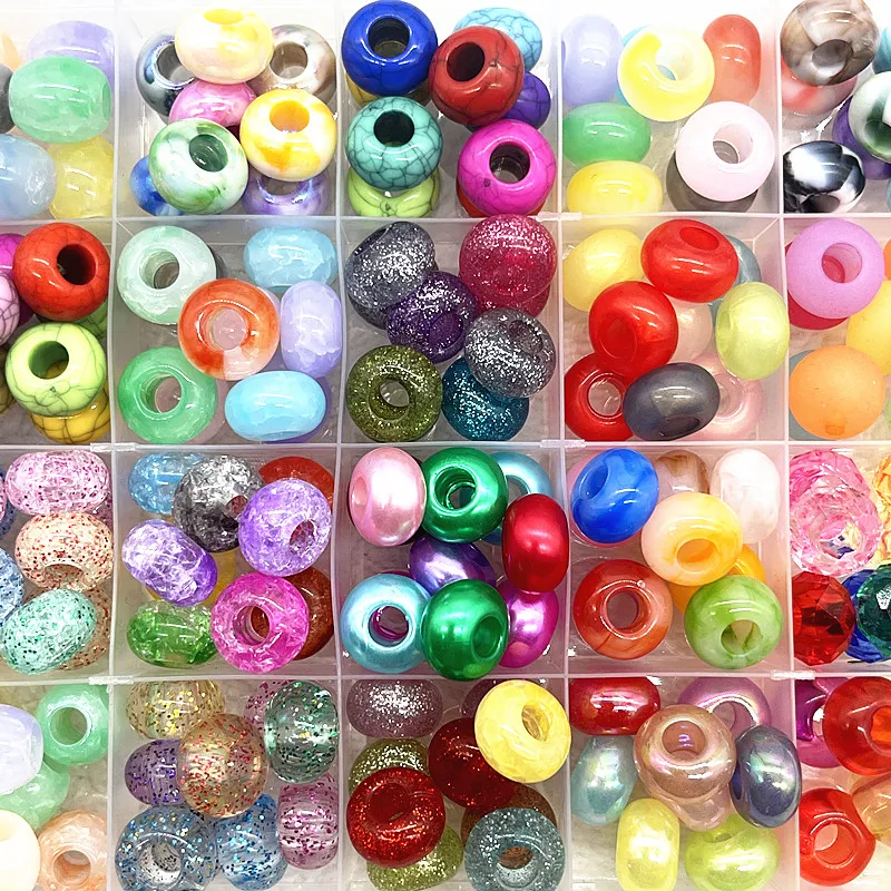 20ks 14 mm mix Farba veľkej diery Akrylové korálky voľné korálky pre šperky výroby DIY ručne vyrábané doplnky na oblečenie (otvor: 5 mm)