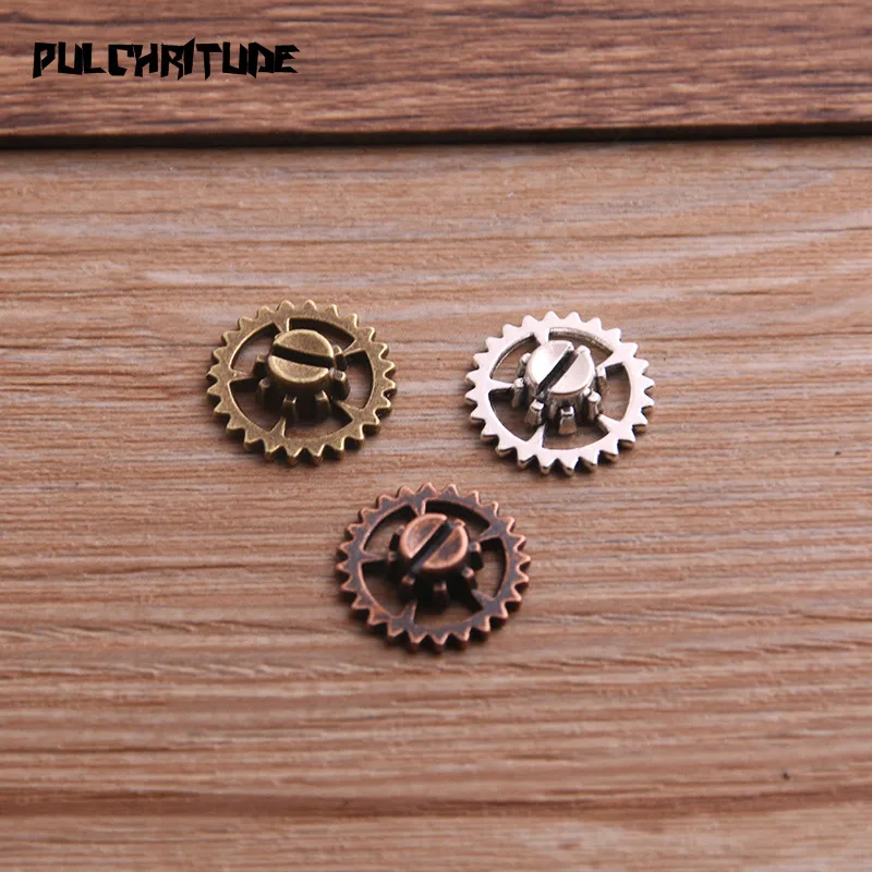 20ks 15 mm tri farby vintage kovový zink zink zinok Small Steampunk Gear Charms Fit šperky prívesok kúzla