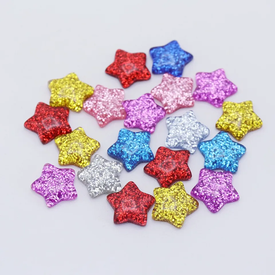 20ks 16 mm živice trblietky Sparkle Star Flatbacks Cabochons zdobenie na karty