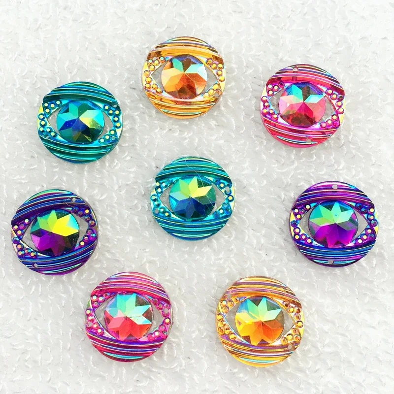 20ks 18 mm AB Farebné ploché kamene a kryštály živice Round Rokhinestone Tress DIY Svadobné šaty Craft -HB15