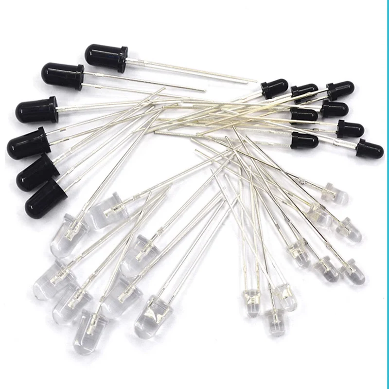 20ks 3 mm 5 mm IR LED dióda emitujúca dióda 850nm 940nm emiter prijímača Infračervený vysielač Phototransistor Photodiódy neviditeľné DIY