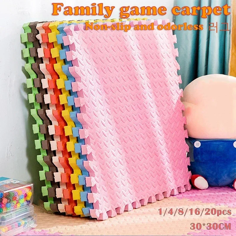20ks 30*30 cm Športová fitnes rohož hrubý nekĺzavý koberec Eva Foam Koberec dieťa Play Mat Yoga Fitness Leaf Pattern Stitching Koberec