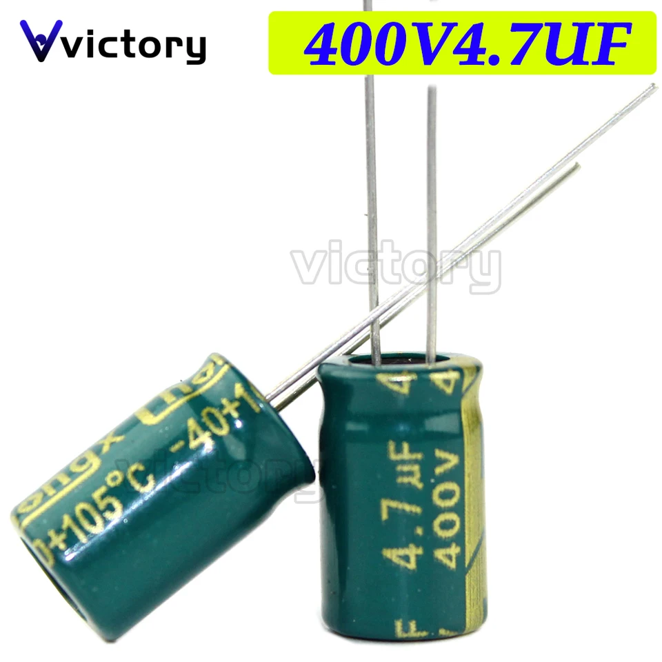 20ks 400V 4.7uf 6x12 mm 8 x 12 mm 105c Radiálny vysokofrekvenčný nízko odporový elektrolytický kondenzátor 4,7uf 400V