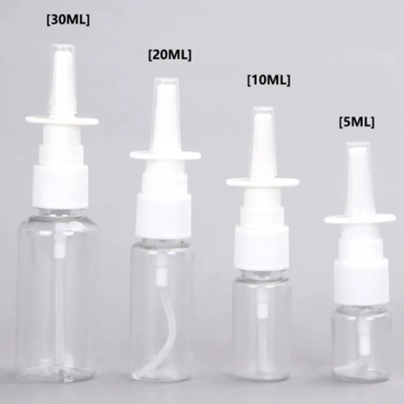 20ks 5 ml 10 ml 20 ml 15 ml 30 ml prázdne číry plastový plastový sprejový fľaše pumper Spray Nose Spray fľaša na roztoky soľných roztokov