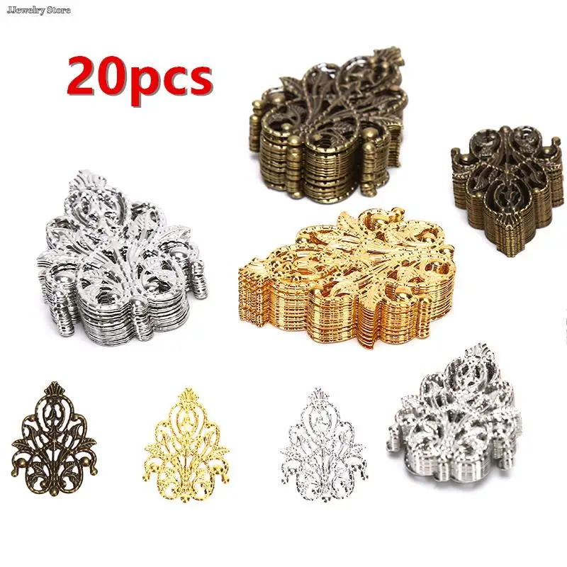 20ks filigree remeslá duté ozdoby nálezy šperky doplnky bronzové tónové ozdoby 35 mm Veľkoobchod