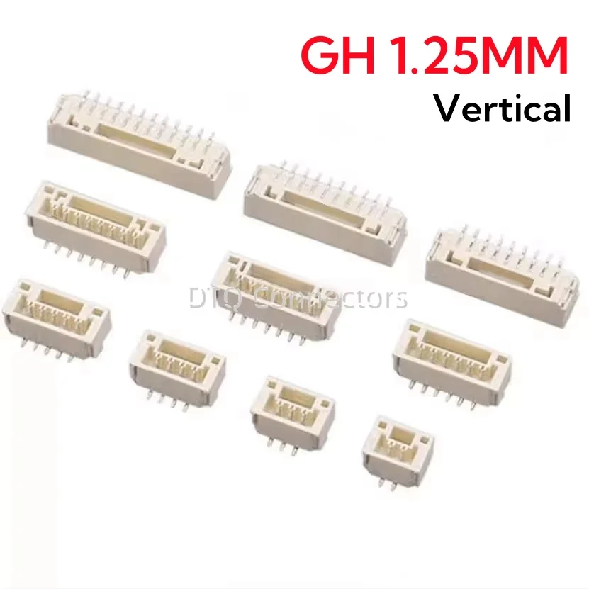 20ks GH 1,25 mm s zámkovým konektorom Vertikálne SMT 2/3/4/5/6/8/8/10p GH1.25 Hlavička konektora samca konektora