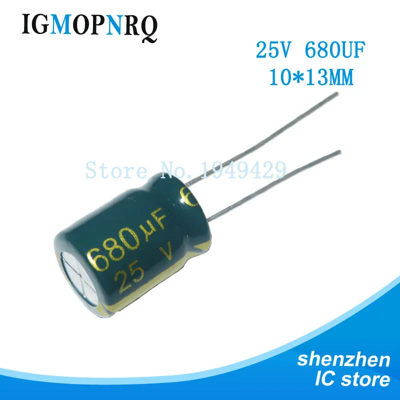 20ks Higt kvalita 25v680UF 10x13 680UF 25V 10*13 mm elektrolytický kondenzátor