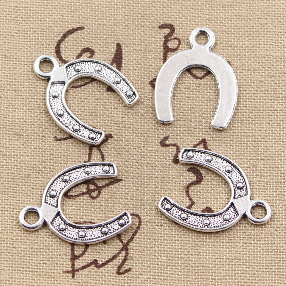 20ks kúzla Lucky Horseshoe veľa šťastia Talisman 24x18 mm starožitný strieborný prívesok