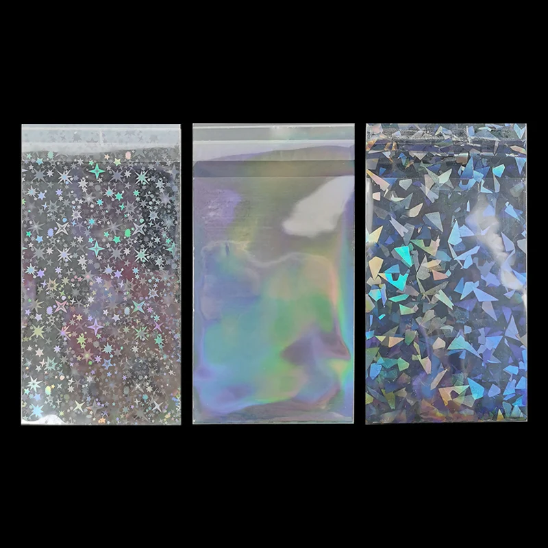 20ks Laser Flash Opp Plastové tašky šperky Darčekové balenie DIY Svadobné narodeniny Self Adhesive Cookie Candy Candy Balenie Celfane Bag