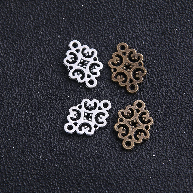 20ks/lot Hollow Filigree Flower Charm Connectors 12*19 mm Vintage Filigree šperky nálezy