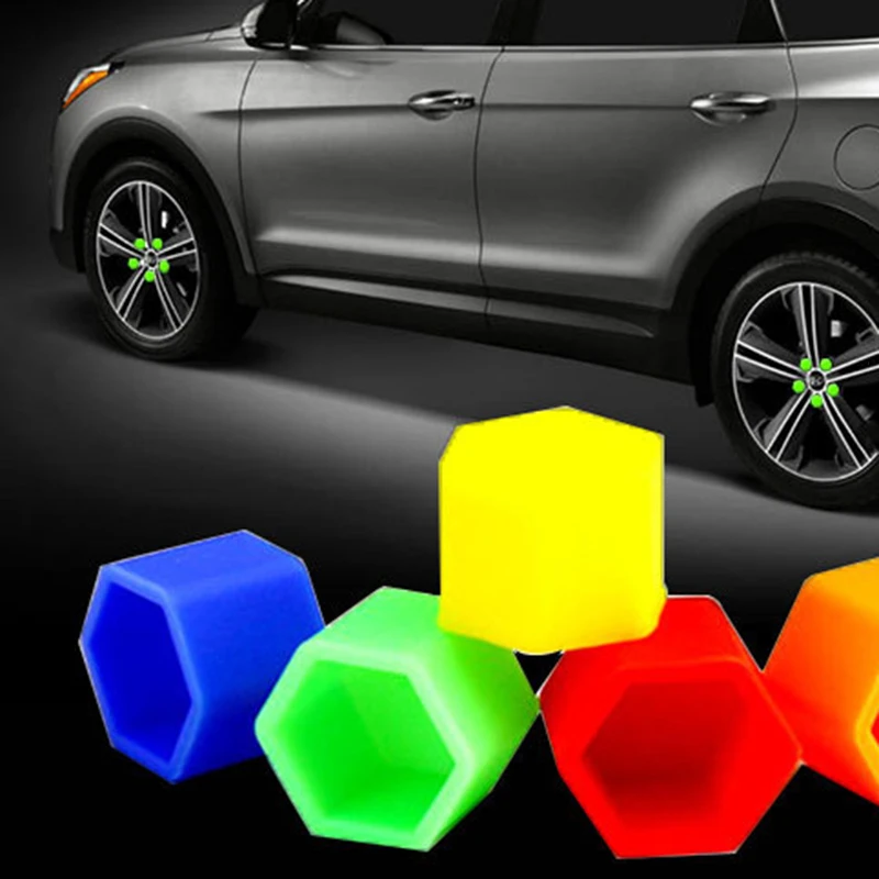 20ks Luminous Auto Hub Screp Cover Proti-Rust Car kolies Ochrana kryty kryty uzáverov auto pneumatika matica exteriérová dekorácia