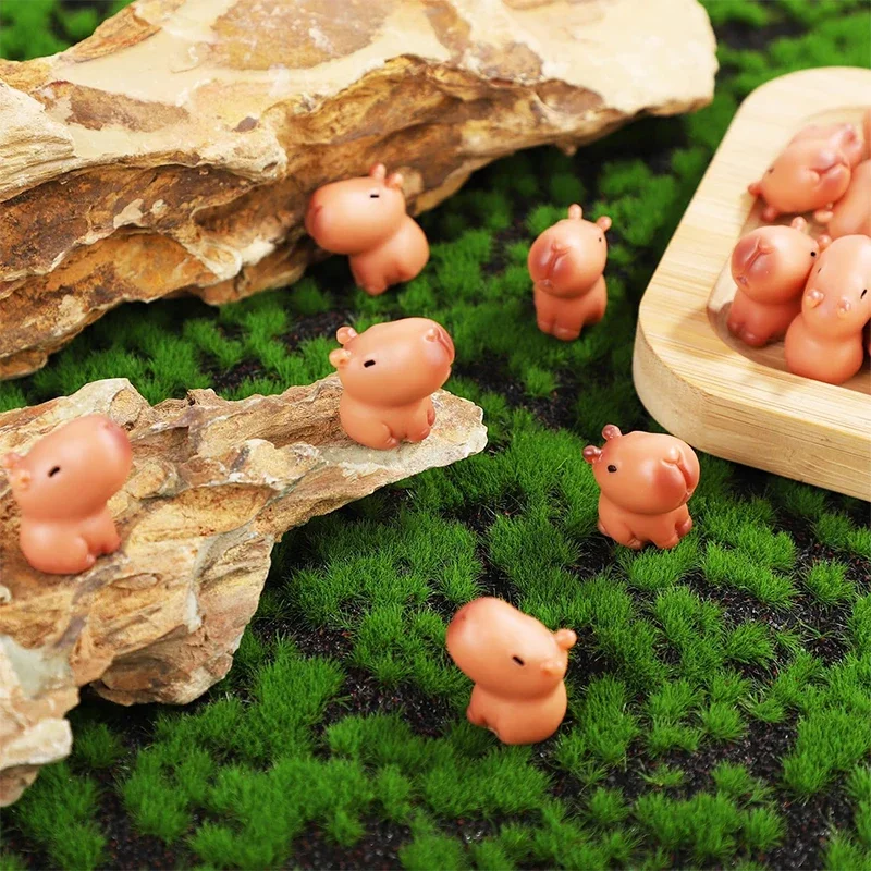 20ks Mini Resin Capybara Miniatures Figurín, Ozdobenie zvierat roztomilých rozprávkových zvierat, Moss Micro Krajina remeselnícky výzdoba