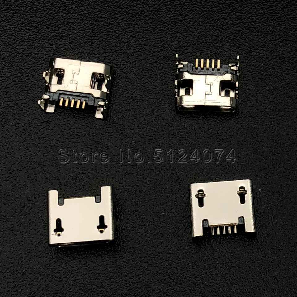 20ks Mirco USB Žena soketa 5p 5pin 4-stopovej medi rozšíreného počítača/iPad/mobilného telefónu Rozhranie chvosta zástrčky Android V8