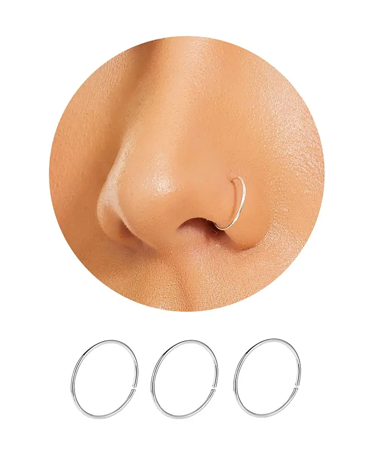 20ks nosový prsteň pre ženy pre ženy tenký nos pre piercing šperky strieborná farba zlata (8 mm 22 meradla)