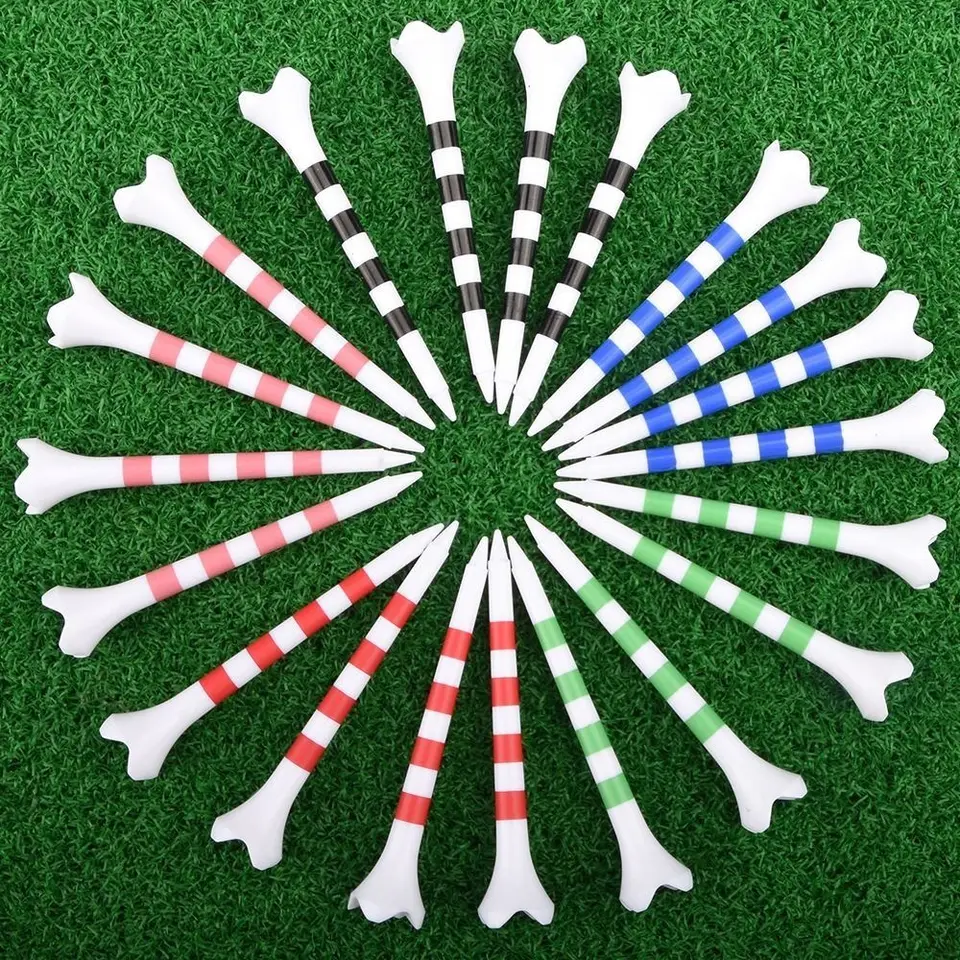 20ks plastové 70/83 mm golfové odpalisko s pruhom odolným držiakom golfových loptičiek Plastové pruhy