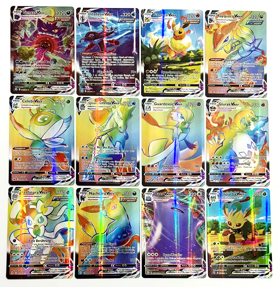 20ks Pokemon Cards German Vmax GX Color Energy Card Pikachu Rare Collection Battle Trainer Boys Darček