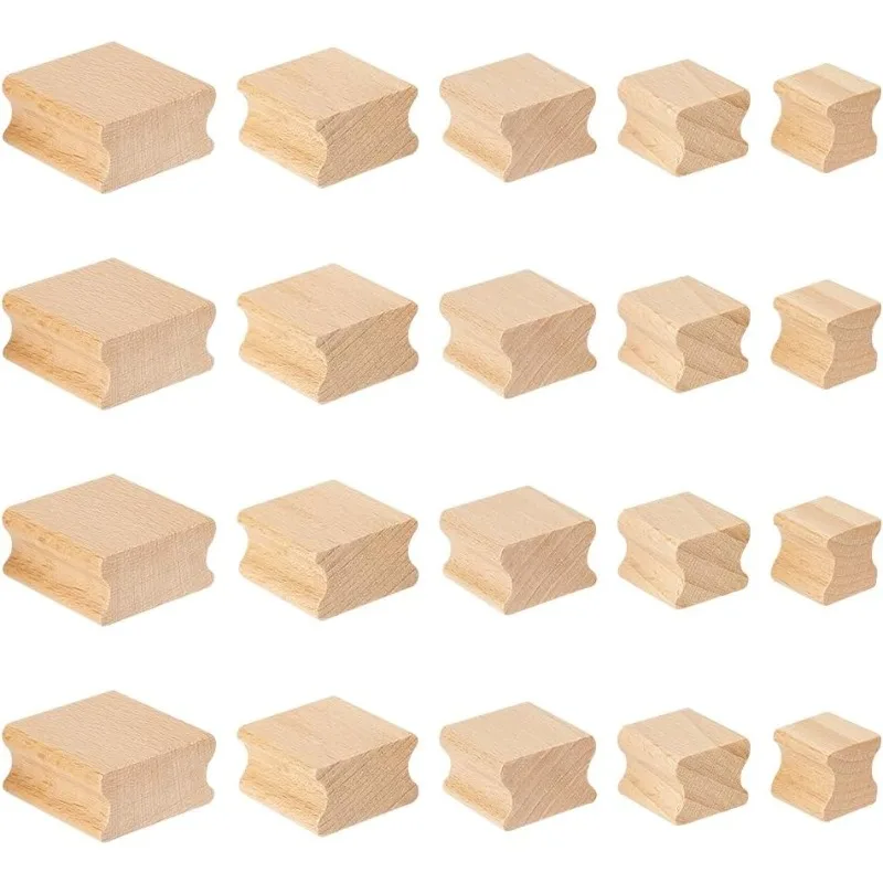 20ks prázdne tvrdé drevo 5 štýlov drevené dlaždice štvorcové drážkované drevené bloky pre známku gumové pečiatky držiaky pre remeselné laser