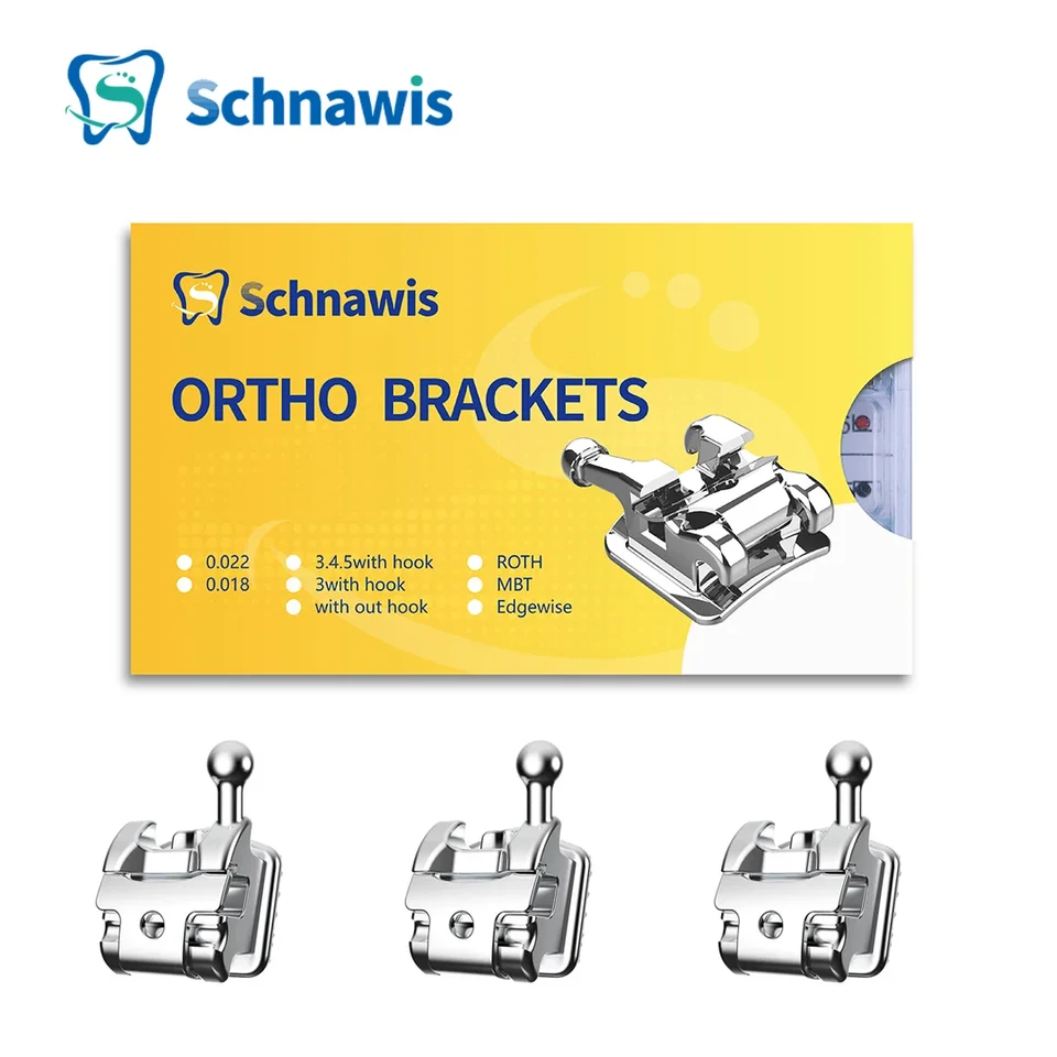 20ks/set Dental Ortodontic Active Self-Ligationing Dávky kovové samoobslužné traky 022 Roth MBT 345Hook Ortodont Materiály