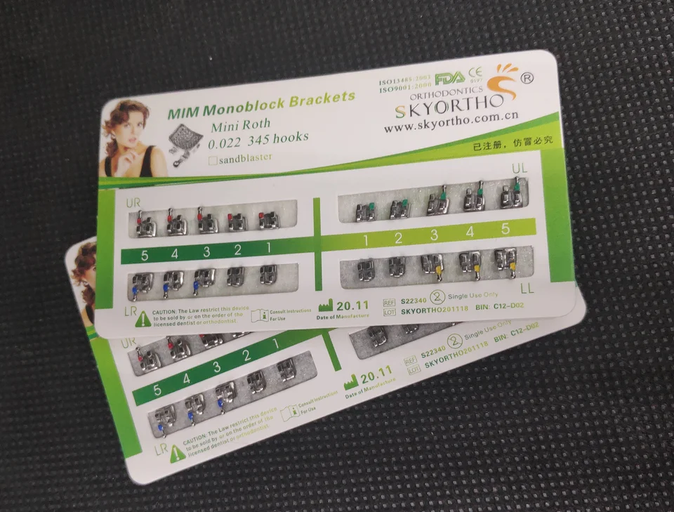 20ks/set Dental Ortodontic MBT Drace Mini kovové držiaky Roth Edge 022 