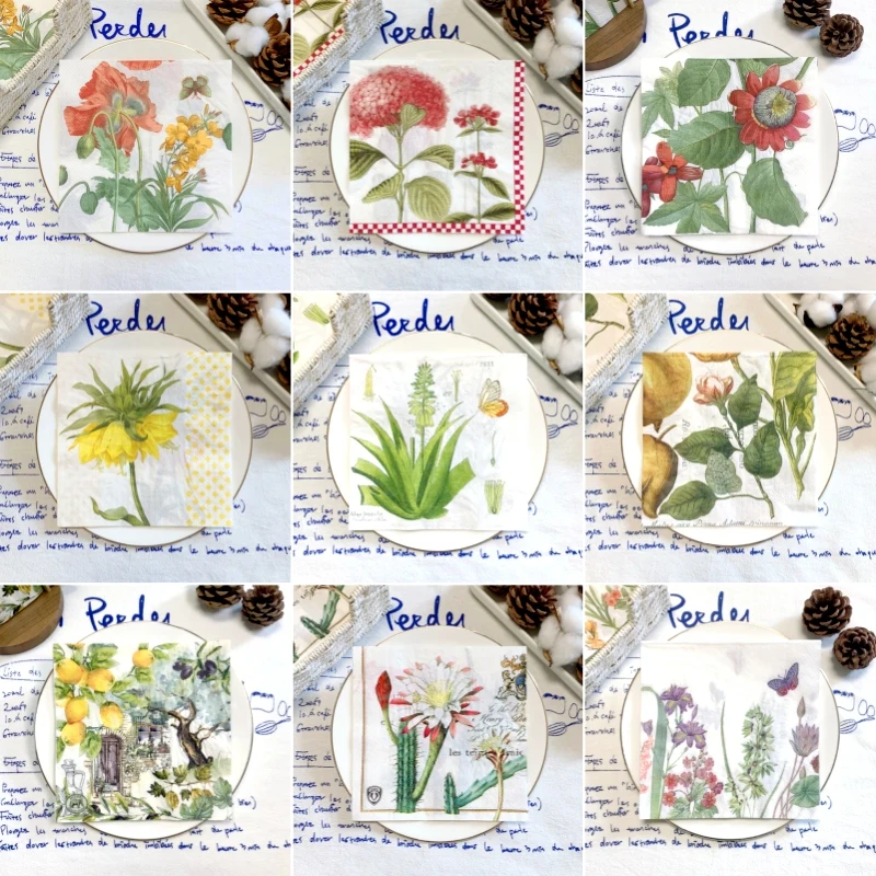 20ks/taška Vintage retro retro citrón Butterfly DeCoupage Paper Paper Strup kvetinové papierové hodváb