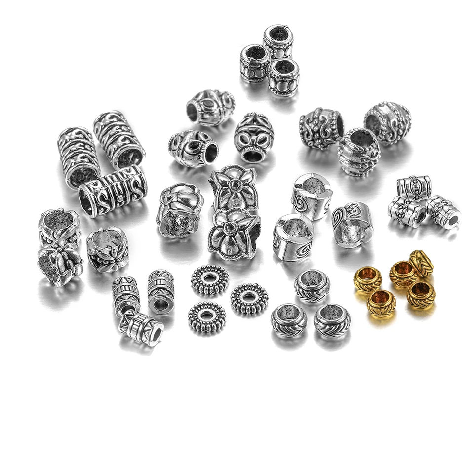 20ks Tibetan Antique Big Dier Spacer Percers Rúrky kovové voľné korálky pre šperky na nájdenie DIY Náramky Náramky
