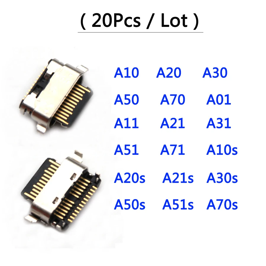 20ks USB Nabíjacie port konektor nabíjania Jack Dock pre Samsung A10S A10 A01 A30S A20S A50S A11 A21 A31 A12 A32 A52 A72 A21S A20