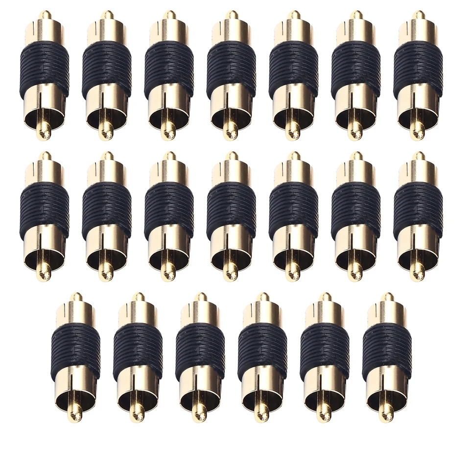 20ks/veľa RCA Muž k mužskému zvukovému videu COUPLER COUPLER ADAPTÁR Adaptér rodové meniče výmenné diely