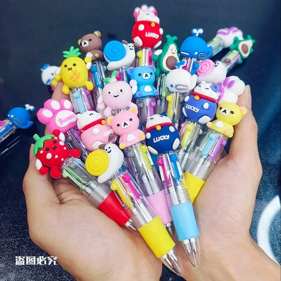 20ks/veľa roztomilých karikatúr 4 farebné mini gallpoint perá Kawaii Bear Paw Snail Lucky Cat Multicolor Pen Kids School Stacionárne darčeky
