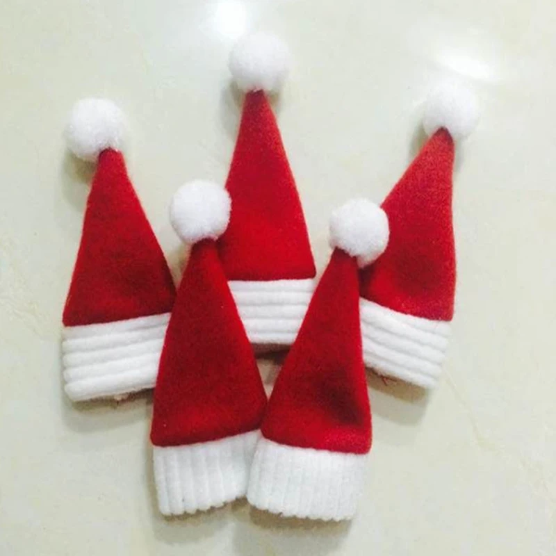 20ks/veľa červené vianočné fľaše na víno fľaše Mini Santa Hat Party Dinení