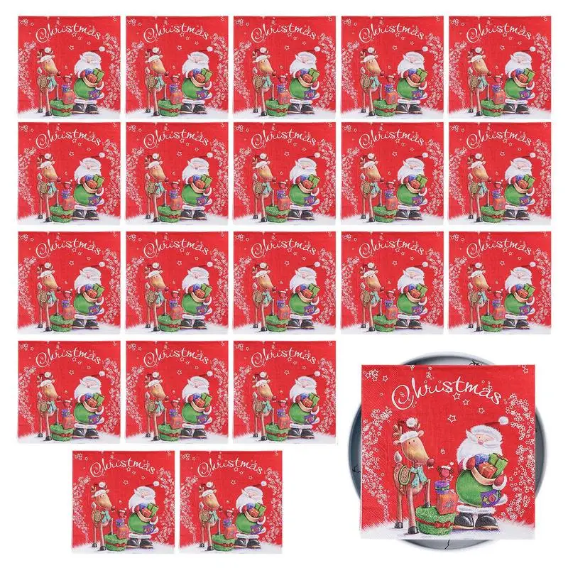 20ks vianočné papierové obrúsky Santa Claus Elk Veselé vianočné dekorácie pre domácnosť vianočné novoročné jednorazové zásoby riadu